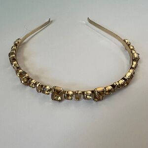 Anthropologie God Tone Metal Amber Colored Crystals Headband